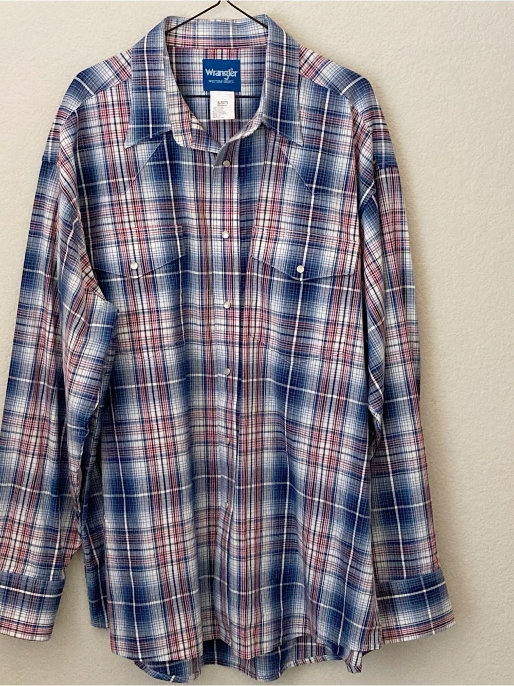 Wrangler Western Pearl Snap Plaid Shirt Long Sleeve